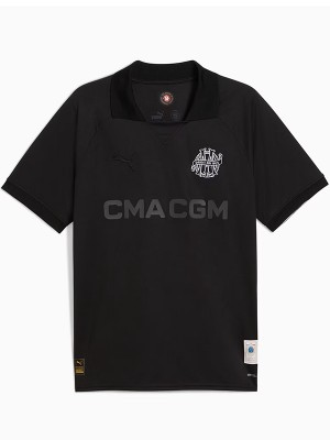 Olympique de Marseille maglia da calcio sportiva nera da uomo in edizione limitata per il 125° anniversario maglietta da calcio 2024-2025